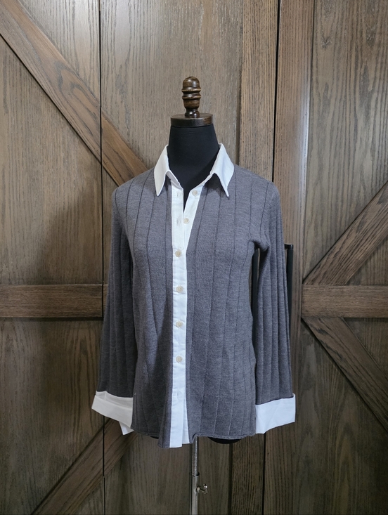 NAADAM Sweaters - NAADAM Cashmere Blend Gray Ribbed Cardigan